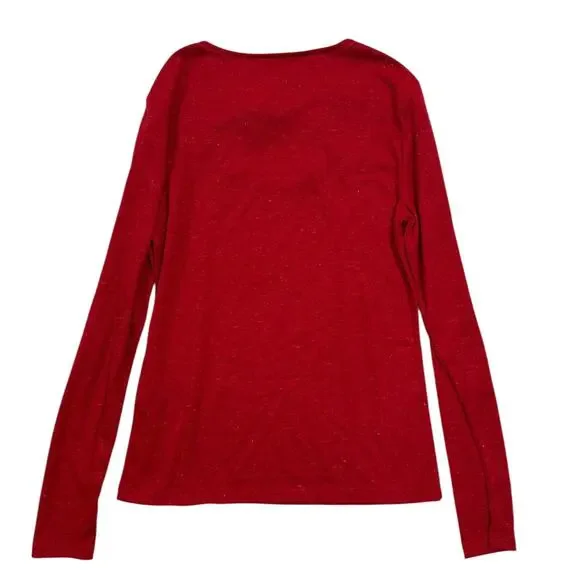 Tommy Hilfiger Red Lurex Twist Neck Top Women’s XS Long Sleeve Cutout NWT - Picture 4 of 10